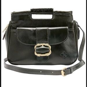 NWT🔥Patricia Nash Silvella Black 💯 % Leather Satchel with crossbody strap.